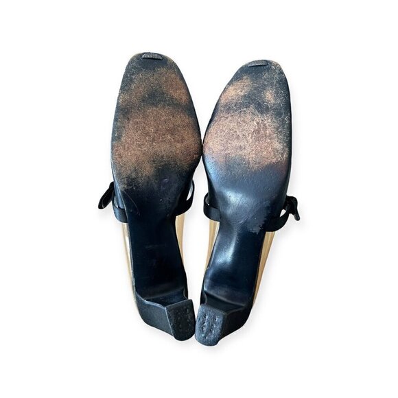 Vintage 60s Herbert Levine Mod Black Satin Clear‎ Vinyl Pumps, Size 7.5 AA - Picture 9 of 14